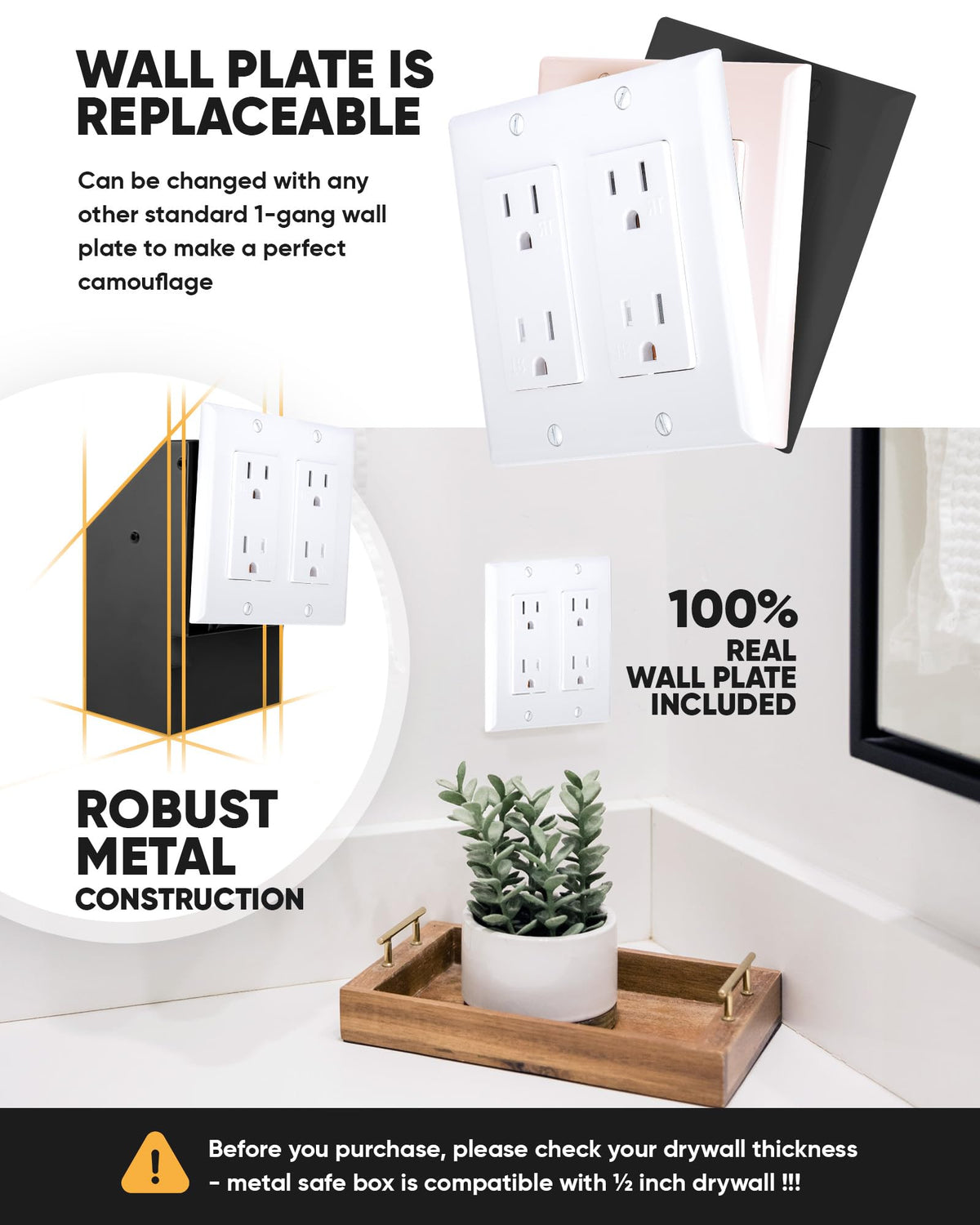 Hidden outlet safe, double, no lock – image 6