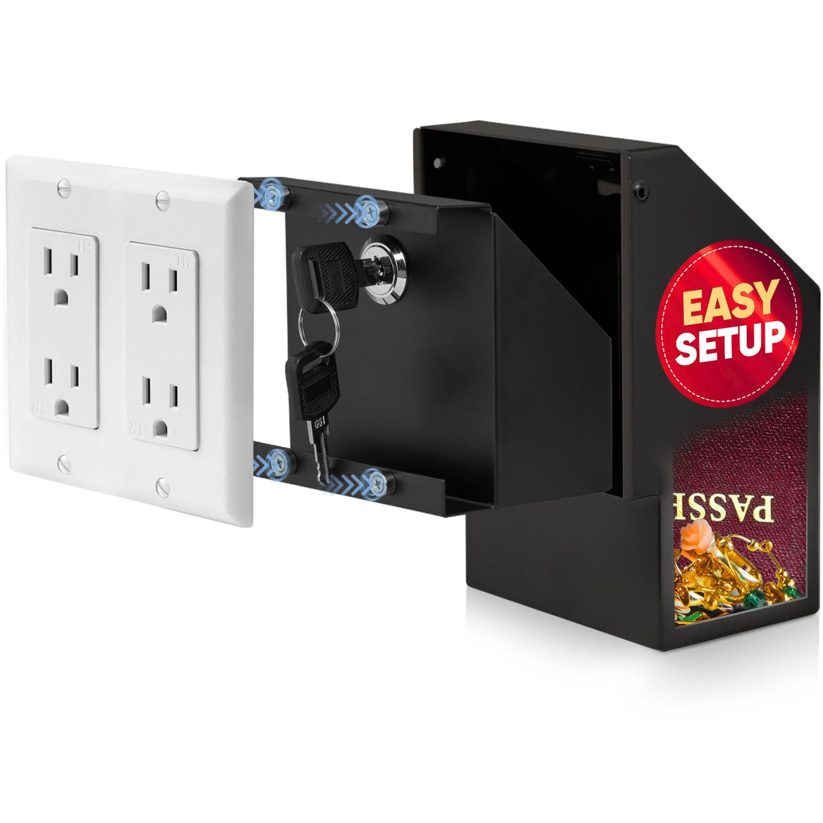 Hidden outlet safe, double, key lock – image 1