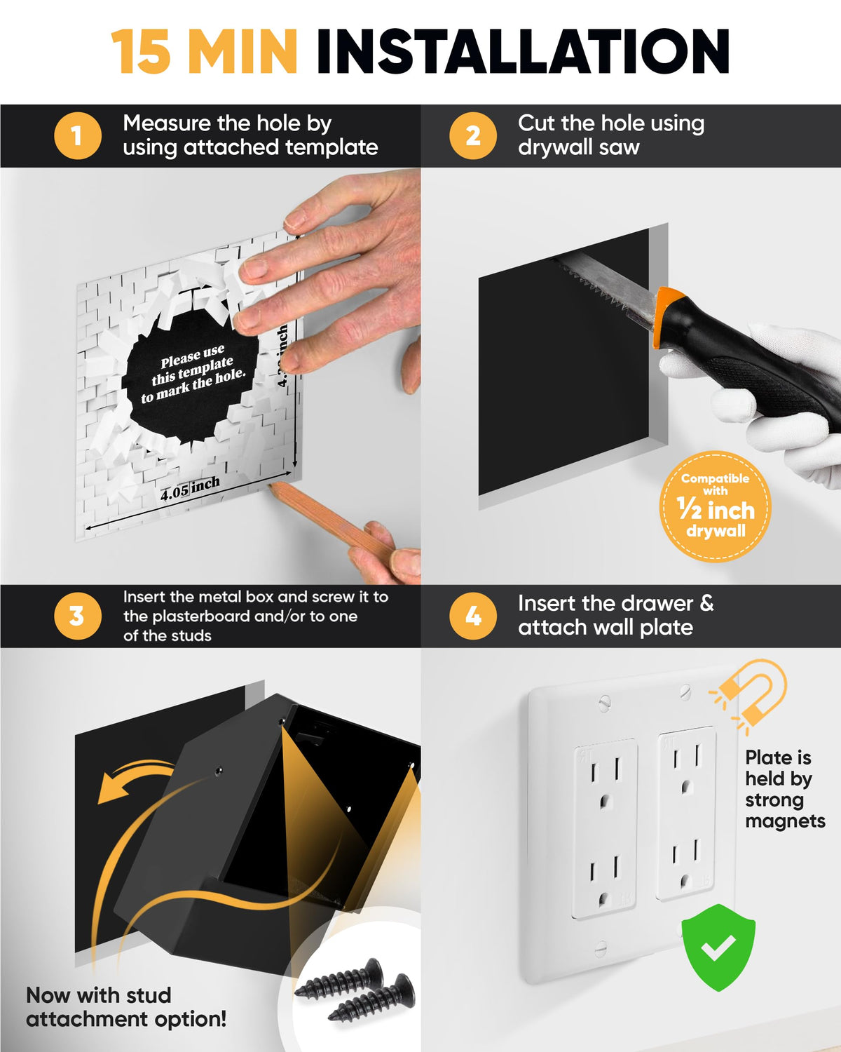Hidden outlet safe, double, key lock – image 2
