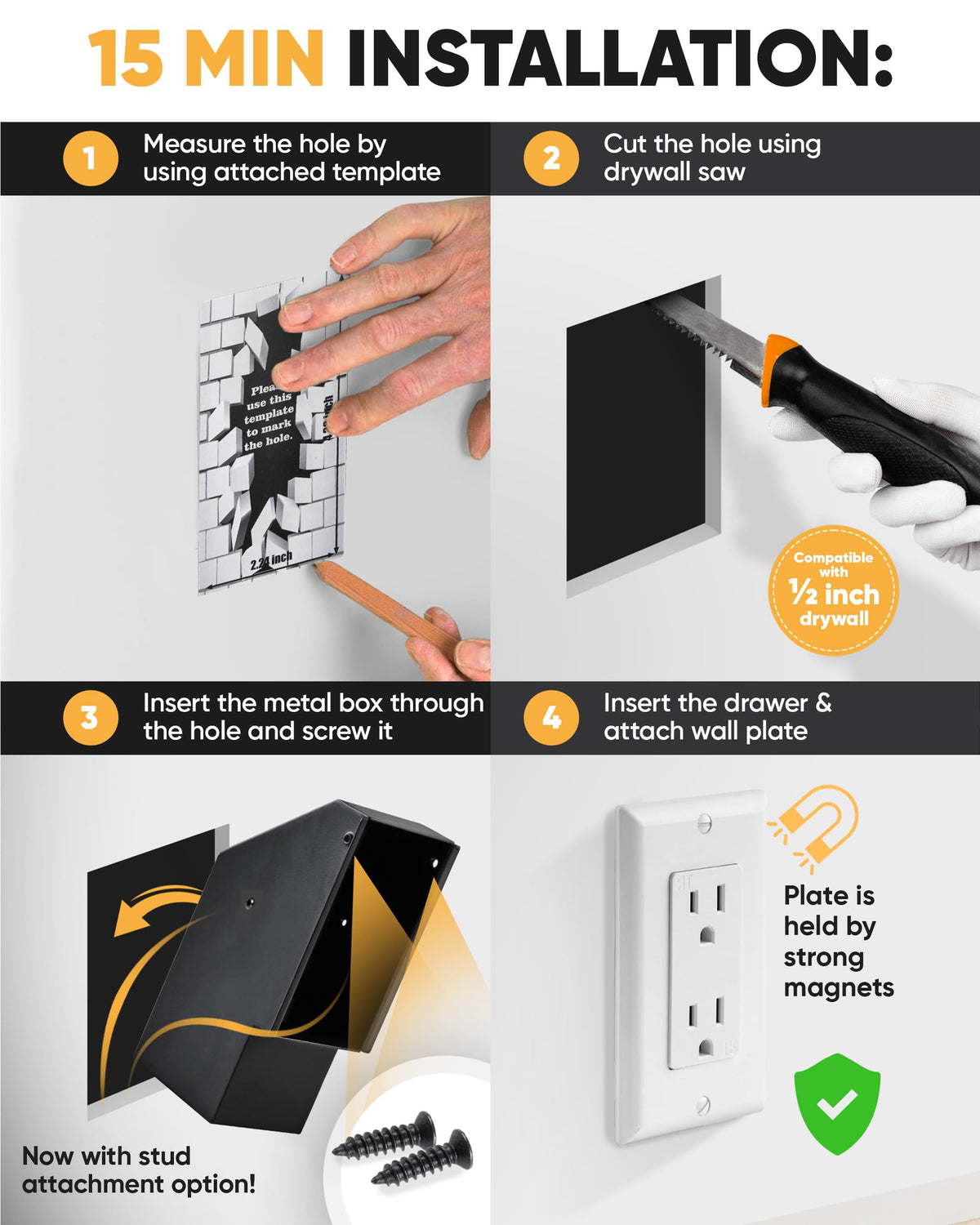 Hidden outlet safe, single, key lock – image 2