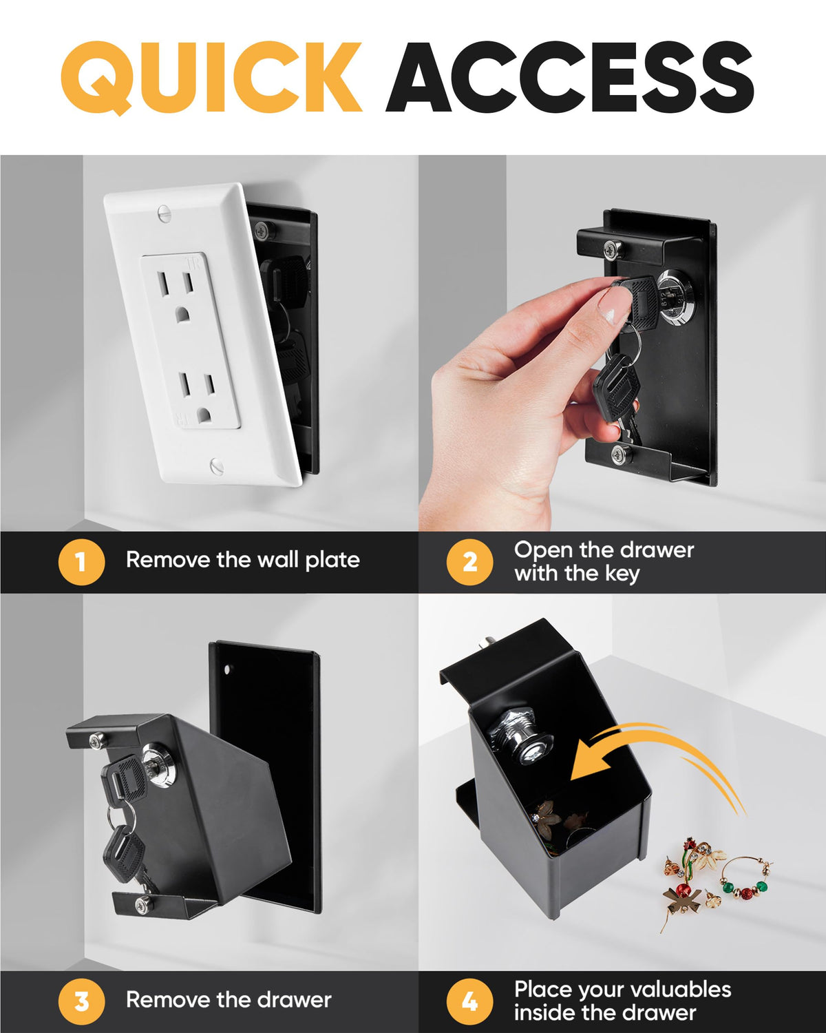 Hidden outlet safe, single, key lock – image 3