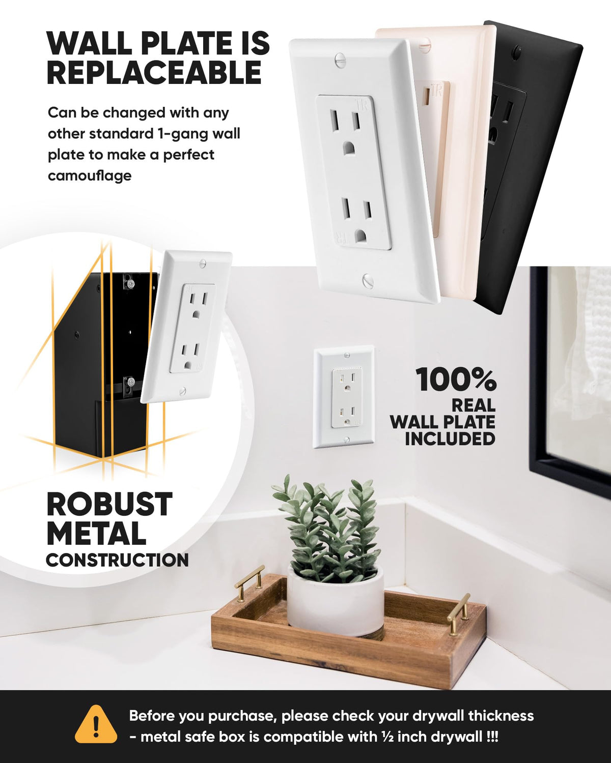 Hidden outlet safe, single, no lock – image 6