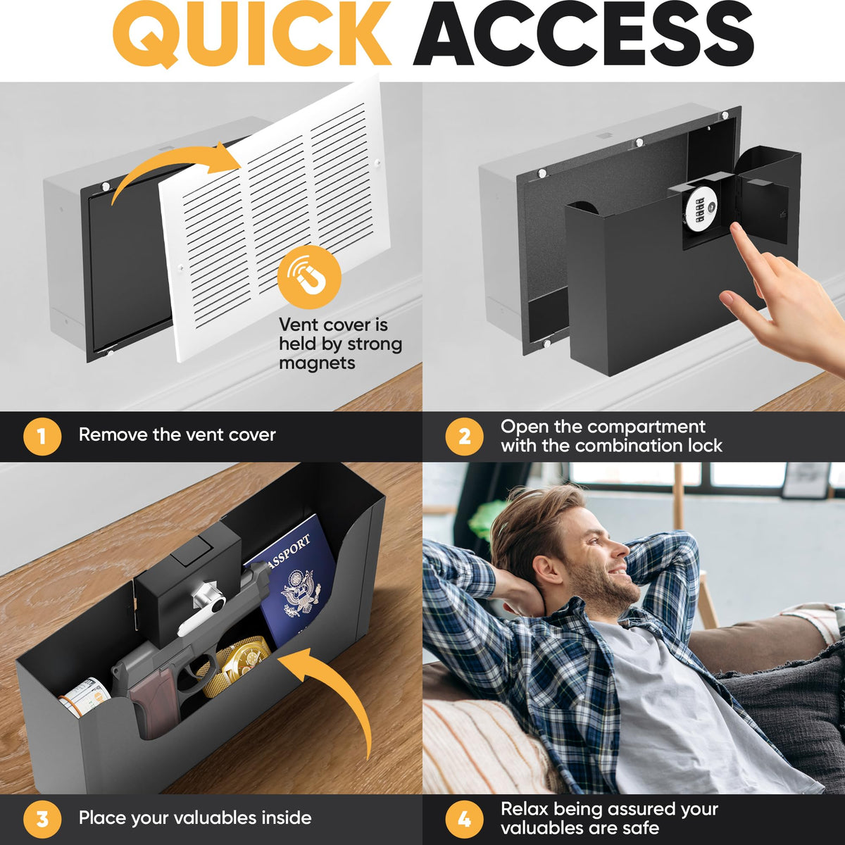 Hidden vent safe with combination lock – image 2 