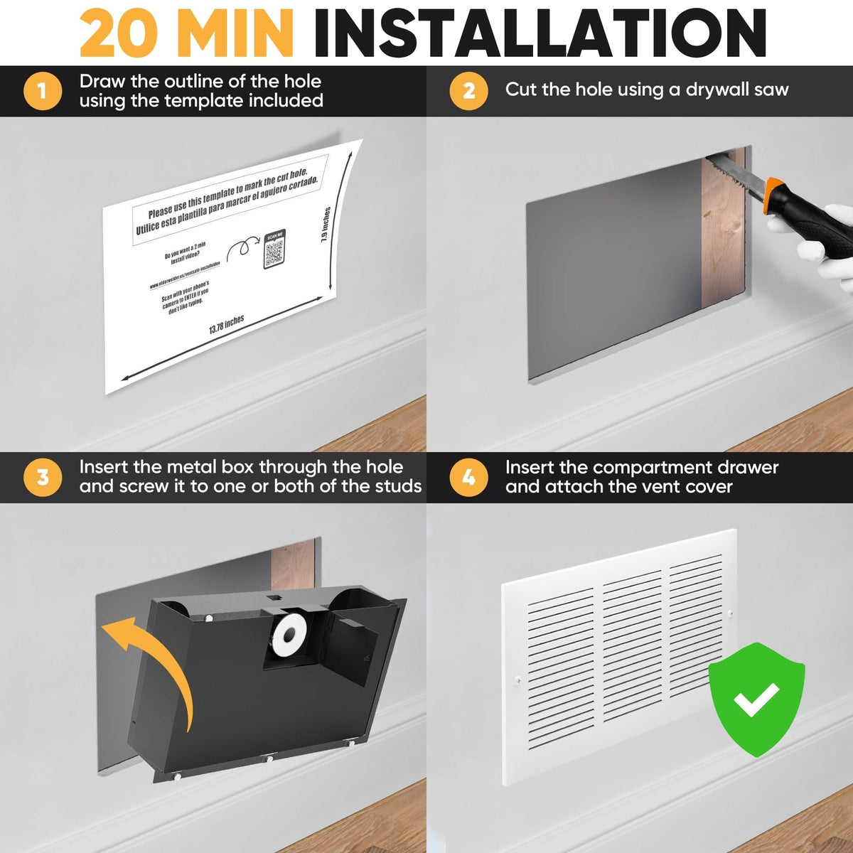 Hidden vent safe with fingerprint lock – image 3 